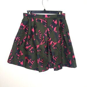 Banana Republic Women's Pink Camo Business Career Chic Flare Pleated Skirt SZ 4